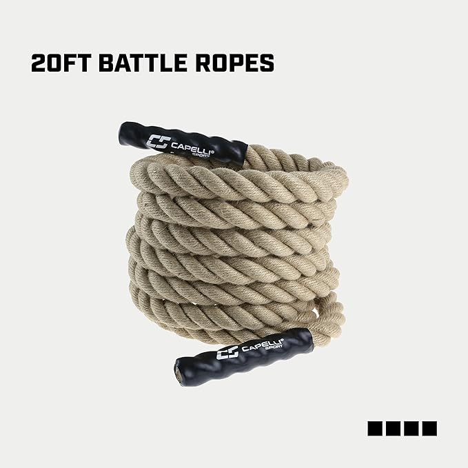 Capelli Sport Battling Ropes, Workout Battle Ropes for Strength Training and Cardio, Brown, 20 ft