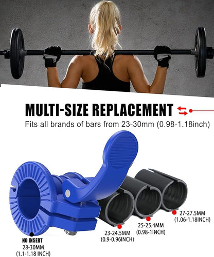 Barbell Clips 1 Inch Quick Release Weight Clamps 0.9-1.18inch Multi-Size Adjustable Olympic Clamps