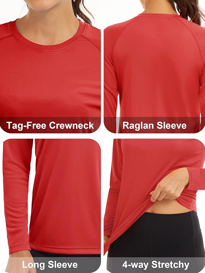 MAGCOMSEN Women's 2 Pack Long Sleeve Shirts UPF 50+ Sun Protection Quick Dry Swim Shirt for Rash