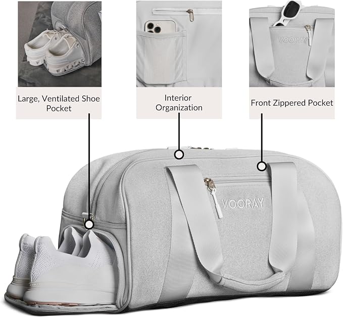 Vooray Burner Gym Duffel Bag, Gym Bag for Women and Men with Shoe Compartment, Weekender, Overnight
