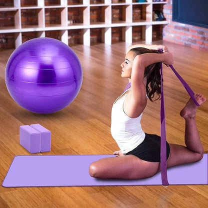 Yoga Mat Set for Beginners,Yoga Mat with Carrying Strap,Yoga Blocks 2 Pack with Yoga Strap,Yoga