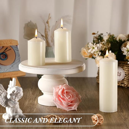 MTLEE Set of 54 Ivory Dripless Pillar Candles Unscented Candles Bulk Smokeless Fireplace Assorted