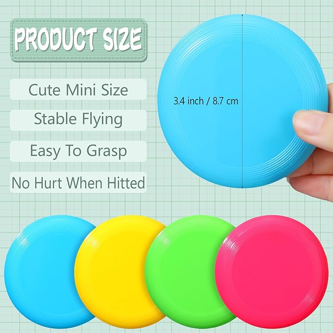 Hiboom Kids Flying Discs 3.4 Inch Mini Classic Flying Disks Bulk Soft Flyer Toy for Outdoor Pets