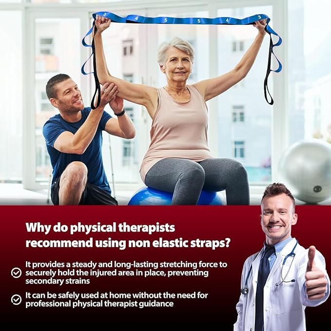 Stretching Strap with 10 Loops-Yoga Strap for Physical Therapy,Home Workout,Pilate & Flexibility