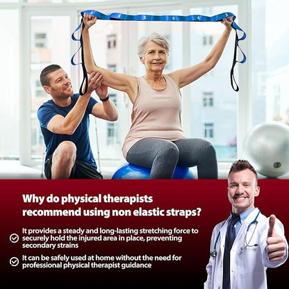 Stretching Strap with 10 Loops-Yoga Strap for Physical Therapy,Home Workout,Pilate & Flexibility