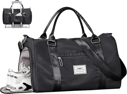 FIORETTO Womens Gym Tote Duffle Bag with Wet Pocket & Shoe Compartment, Sports Duffel Overnight