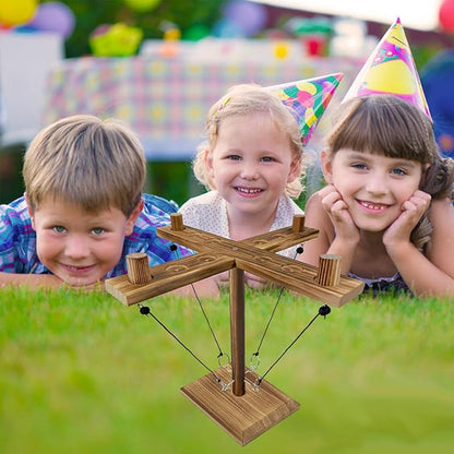 Hook Toss Game, Ring Toss Game, Handmade Wooden Ladder, Throwing Hook and Ring Battle Game for