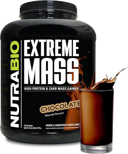 NutraBio Extreme Mass Gainer Protein Powder, 53G Protein, Clean Weight Gainer, Increase Muscle