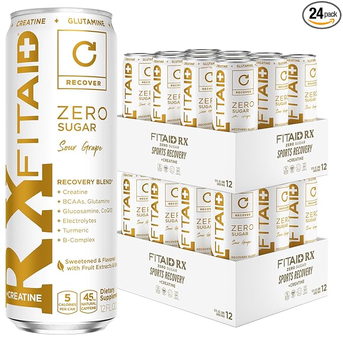 FITAID RX Zero, Creatine Monohydrate, 5 Calories, Keto-Friendly Post-Workout Recovery Drink, BCAAs