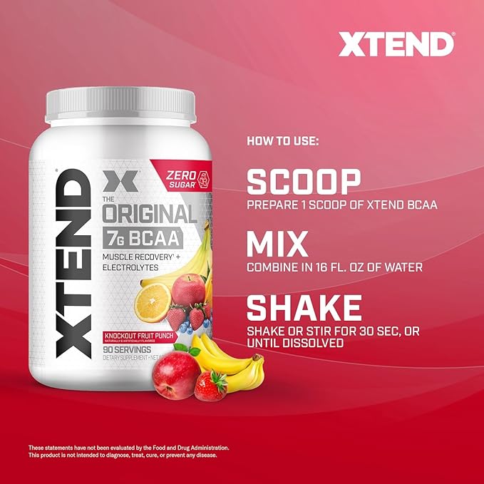 Original BCAA Powder Knockout Fruit Punch | Sugar Free Post Workout Muscle Recovery Drink with