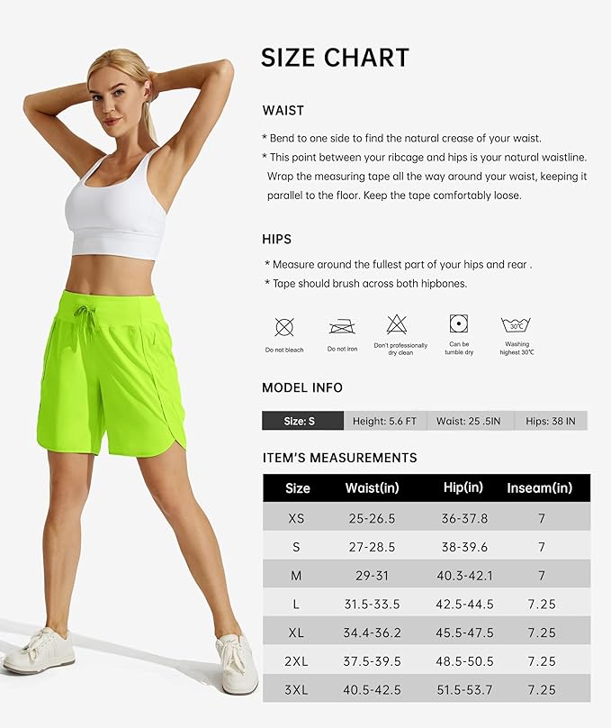 Willit Women's 7" Athletic Running Shorts Long Workout Hiking Shorts Quick Dry High Waisted Active
