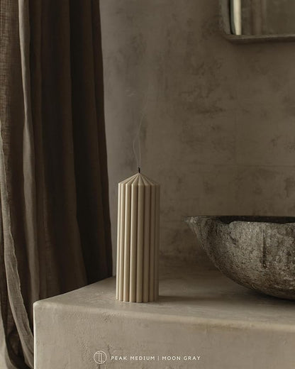 LAWA Ribbed Peak Pillar Candle - Large Beautiful Handmade Pillar Scented Soy Wax Candle Elegant
