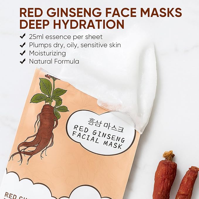 10Pack Sheet Face Masks Skincare for All Skin Types, Moisturizing Hydrating Facial Masks Suitable