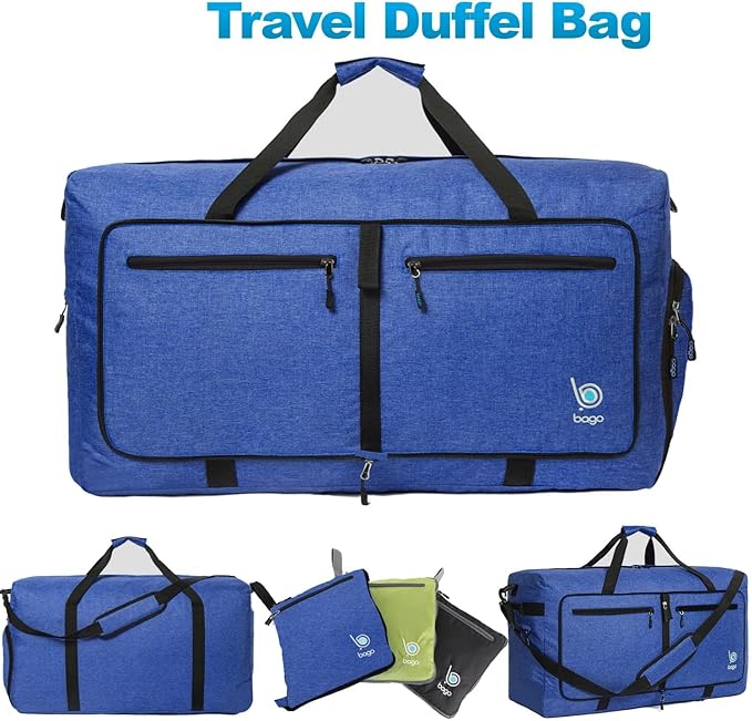 Bago Large Foldable Duffel Bags for Traveling Women & Men - 100L Packable Duffle Bag for Travel