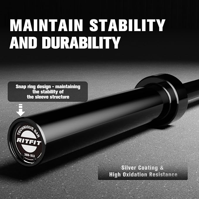 RITFIT Olympic Barbell 4ft/4.8ft/6ft - 2 Inch Weight Bar for Strength Training, Weightlifting