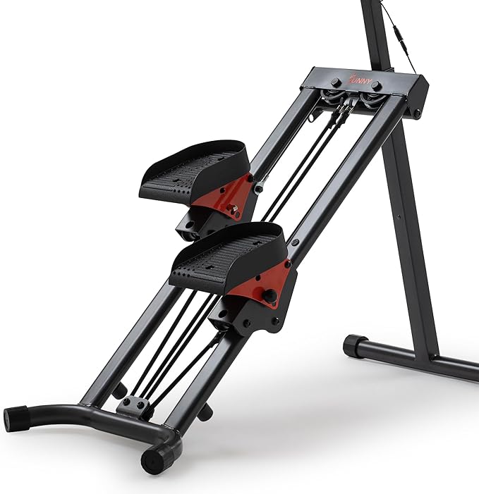 Sunny Health & Fitness Stair Stepper w/Handlebar, Extended Step Range Climber Machine for Legs