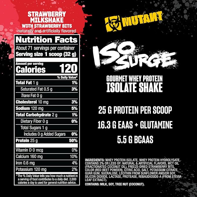 Mutant ISO Surge Whey Protein Isolate Powder Acts Fast to Help Recover, Build Muscle, Bulk and