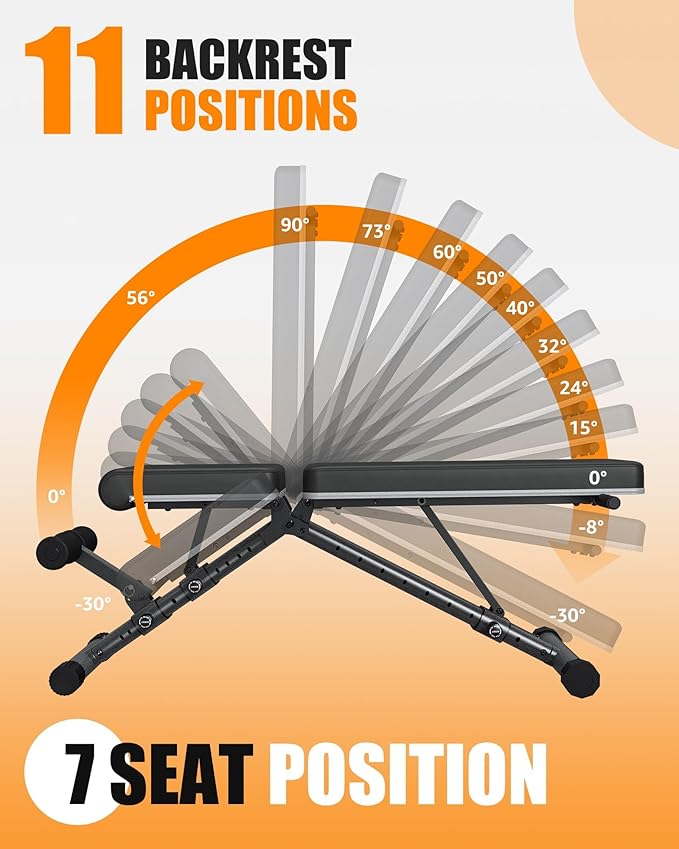 BARWING Adjustable Weight Bench Workout Bench, 1000 LB Heavy Duty Incline Decline Bench for Home