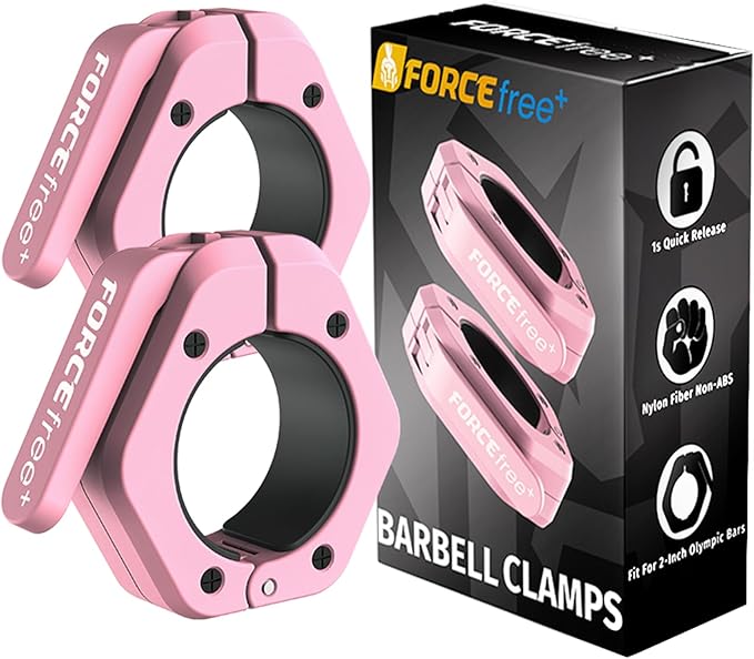 Barbell Clips (Pair), Barbell Clamps, Quick Release Olympic Barbell Clamps with Anti Slip TPR Grip