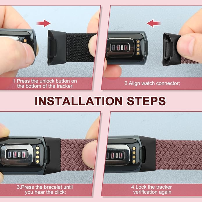 Braided Band Compatible with Fitbit Charge 6/Fitbit Charge 5, Soft Nylon Solo Loop Adjustable