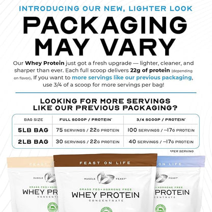 Muscle Feast Grass-Fed Whey Protein Concentrate Powder, All Natural, Hormone Free Pasture Raised