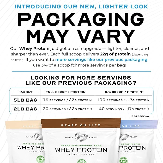 Muscle Feast Grass-Fed Whey Protein Concentrate Powder, All Natural, Hormone Free Pasture Raised