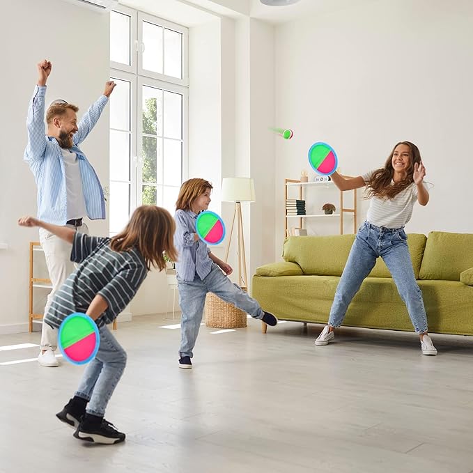 Ayeboovi Kids Toys Toss and Catch Ball Set with 6 Paddles 3 Balls Outdoor Games for Kids Beach Pool