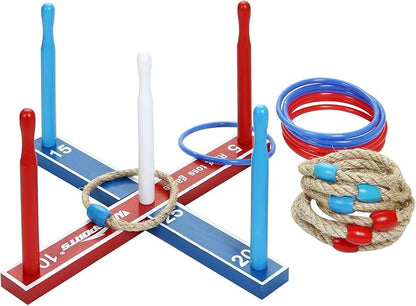 Premium Wooden Ring Toss Game Set - Win SPORTS Throwing Game Indoor Outdoor Games for Kids &