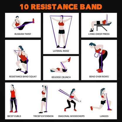 Resistance Bands for Working Out, 6 Packs Exercise Bands, Workout Bands, Pull Up Assistance Bands