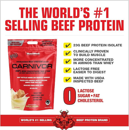 MuscleMeds Carnivor Beef Protein Isolate, 0 Lactose, 0 Sugar, 0 Fat, 0 Cholesterol, Halal
