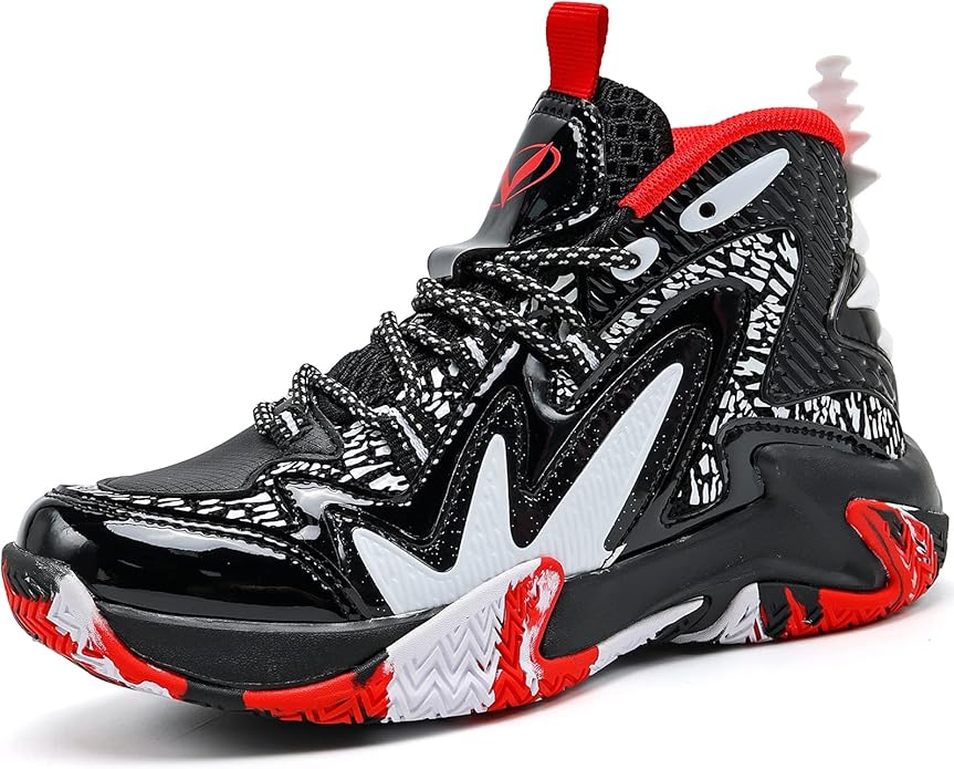 JMFCHI Kids Basketball Shoes High-top Sports Shoes Sneakers Durable Lace-up Non-Slip Running Shoes
