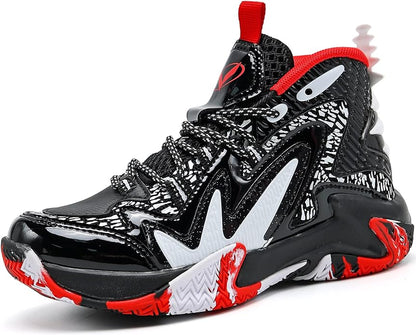 JMFCHI Kids Basketball Shoes High-top Sports Shoes Sneakers Durable Lace-up Non-Slip Running Shoes
