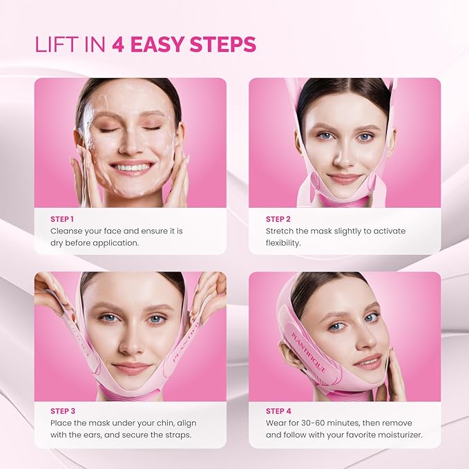 PLANTIFIQUE Chin Strap for Face Contouring - Reusable V Line Ice Silk Fabric Mask - Double Chin