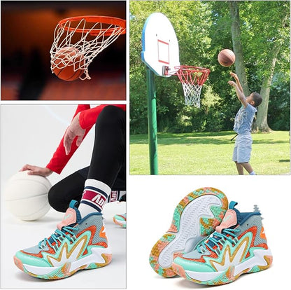 VITUOFLY Kids Basketball Shoes Boys Air Cushion Sneakers Girls Mid Top School Hoops Shoes Non-Slip