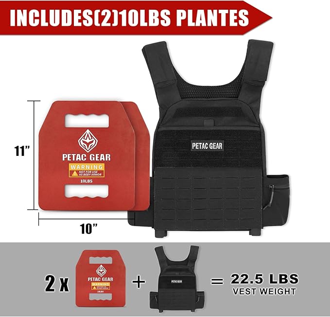 PETAC GEAR Tactical Weights Plates For Weighted Vest For Men Workout,5/10/15/20 LBS Weight Strength