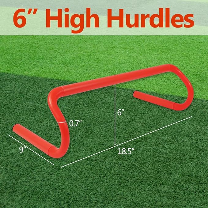 6 Pack Agility Speed Training Hurdles- 6" Detachable Agility Training Hurdles- Sports Practice