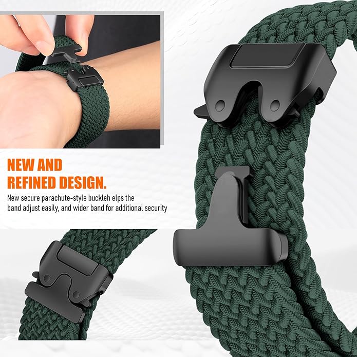Braided Stretchy Band for Fitbit Versa 4/Versa 3/Sense 2/Sense Watch Band Women Men,Parachute-style