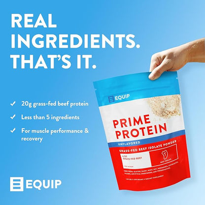 Equip Foods Prime Protein Powder | Clean, Grass Fed Beef Protein Powder | Carnivore Protein Isolate