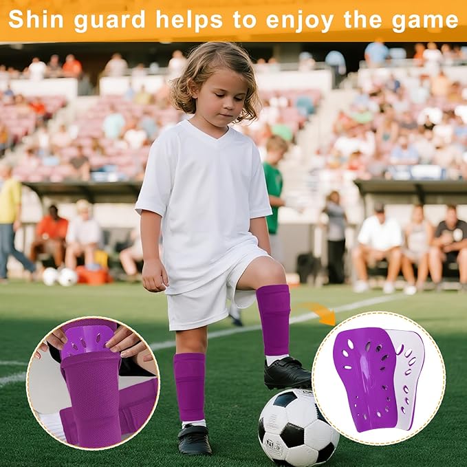 2 Pairs Shin Guards Soccer for Kids,Shin Pads Extra Lightweight Breathable Slide in Shin Guard for