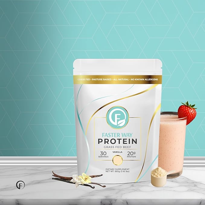 Faster Way - Protein Powder - Hydrolyzed Grass Fed Beef - 20g of Protein Per Serving - Muscle