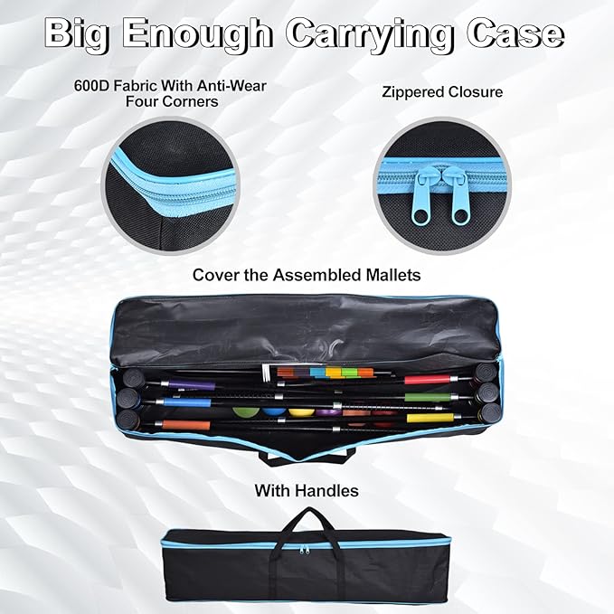 [6 Players] Premium Croquet Set 35'' for Families, Croquet Set with Carrying Bag for Yard Outdoor