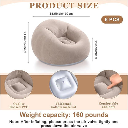 Realspring 6 Pcs Bean Bag Chairs for Adults Inflatable Chairs with Electric Air Pump,Blow up Couch