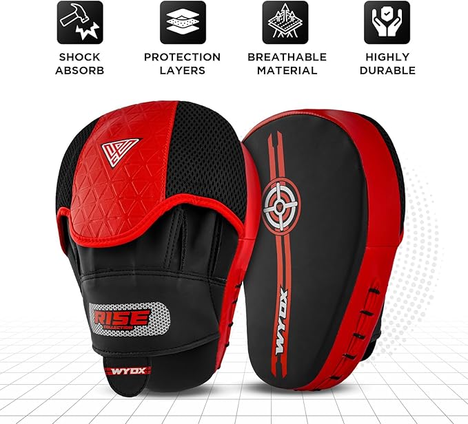 WYOX Curved Focus Mitts for Boxing & MMA | Durable PU Leather Punching Pads with Adjustable Strap |