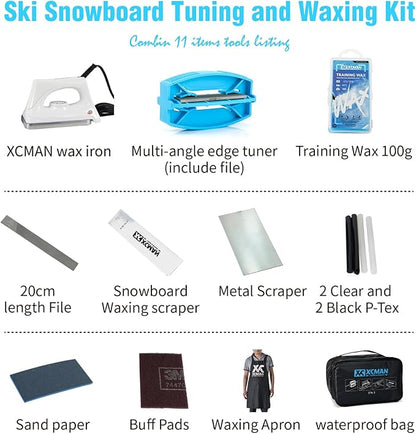 XCMAN Complete Ski Snowboard Tuning and Waxing Kit with Waxing Iron,Universal Wax,Edge