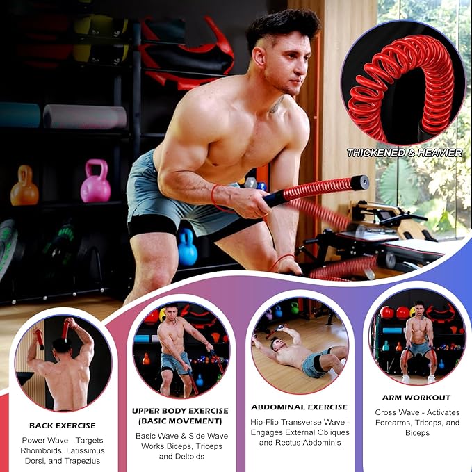 Ropeless Battle Ropes for Home Gym, Adjustable Weight, Weighted Workout Cords for HIIT, Strength