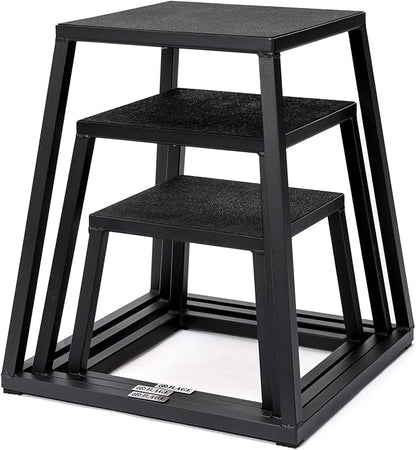 Rage Fitness Steel Plyo Box 12-18-24 Inch High Anti-Slip Pre-Assembled Plyometric Jump Box for Home