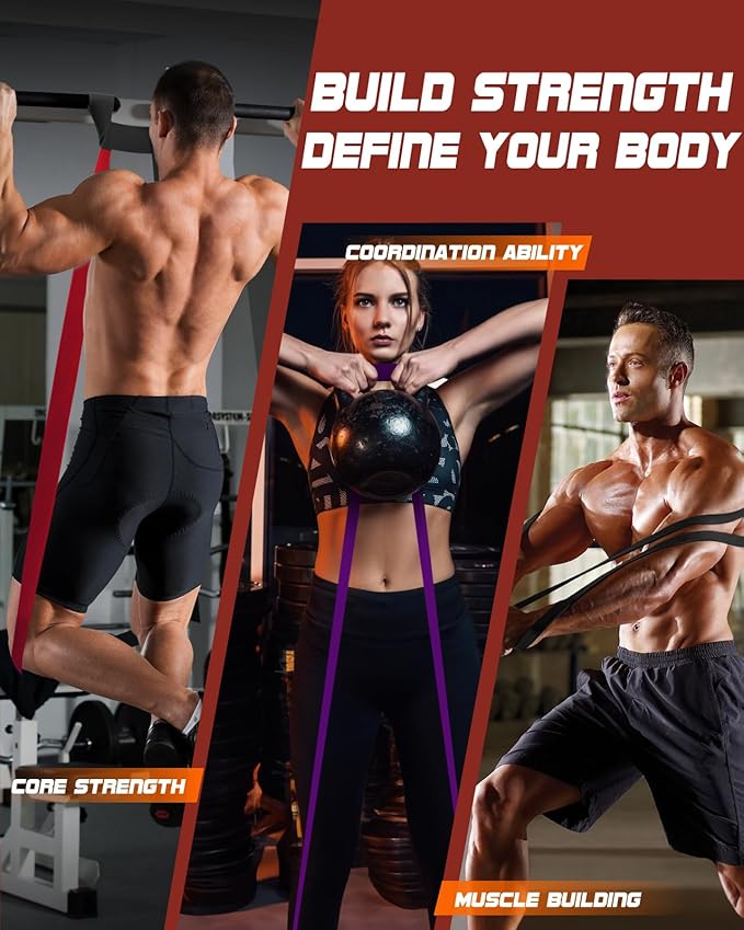 Resistance Bands Set - Pull Up Bands for Men Women, Exercise Bands Resistance with Door Anchor