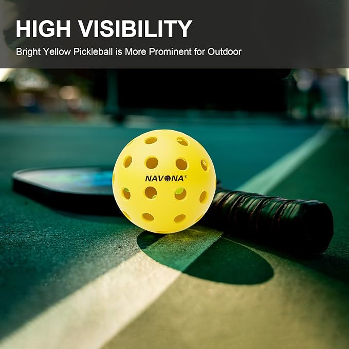 Navona 48 Pack Premium 40-Holes Yellow Outdoor Pickleball Balls, Meet USAPA Official Requirement