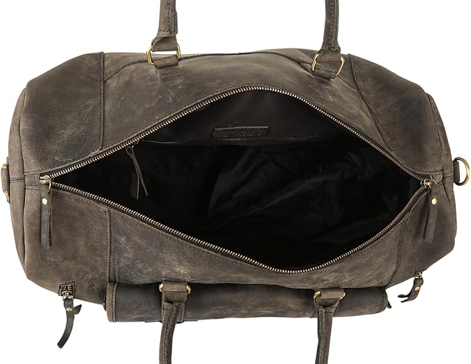 KomalC 24 Inch Leather Duffel Bags for Men and Women Full Grain Leather Travel Overnight Weekend
