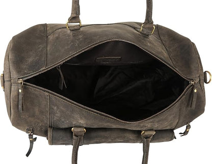 KomalC 24 Inch Leather Duffel Bags for Men and Women Full Grain Leather Travel Overnight Weekend